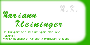mariann kleininger business card